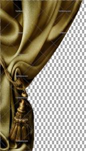 تصویر با کیفیت پرده با پارچه سبز یشمی بدون بکگراند